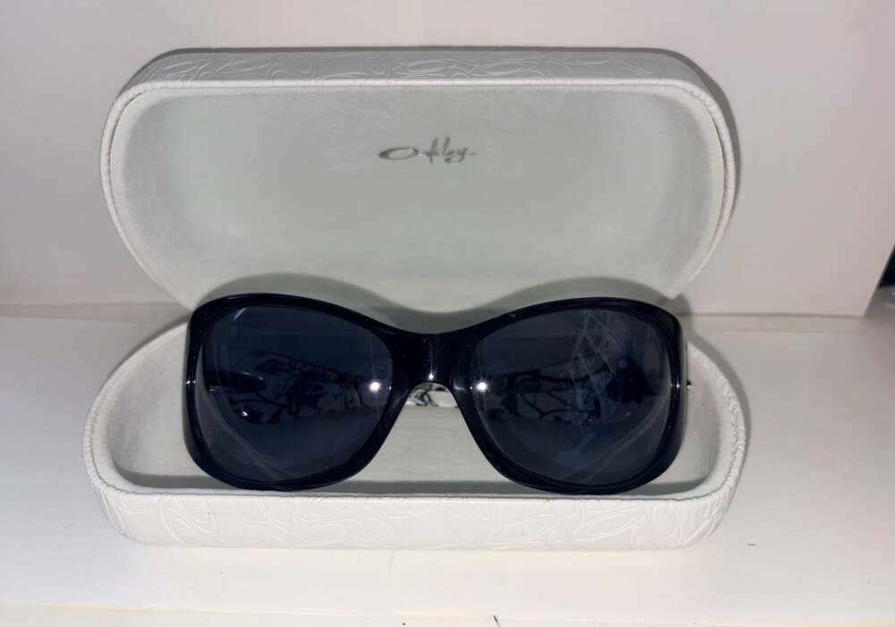 Y2K Oakley Dangerous Black and White Floral Sunglasses with Case